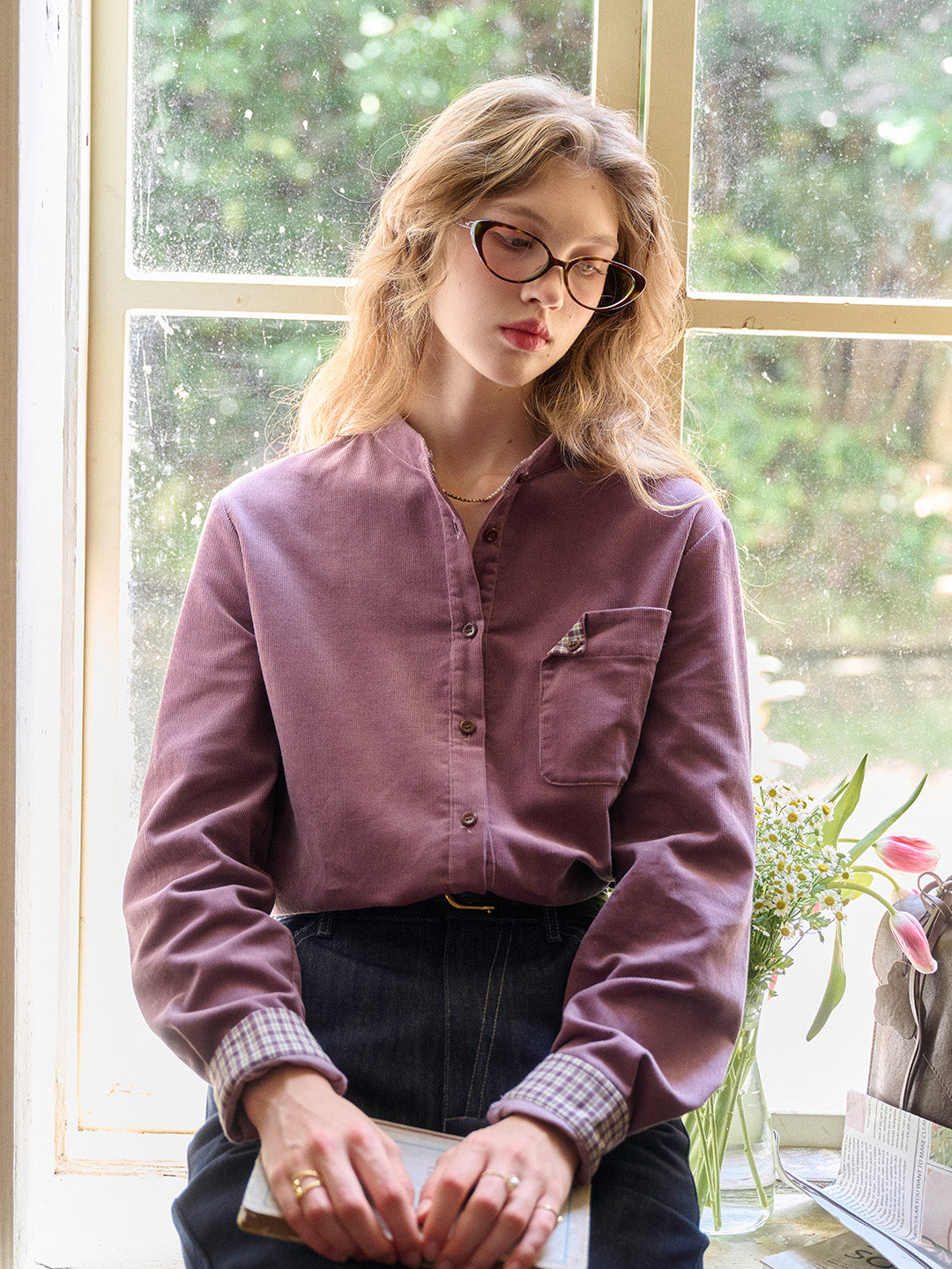Davina Notch Lapel 100% Cotton Shirt