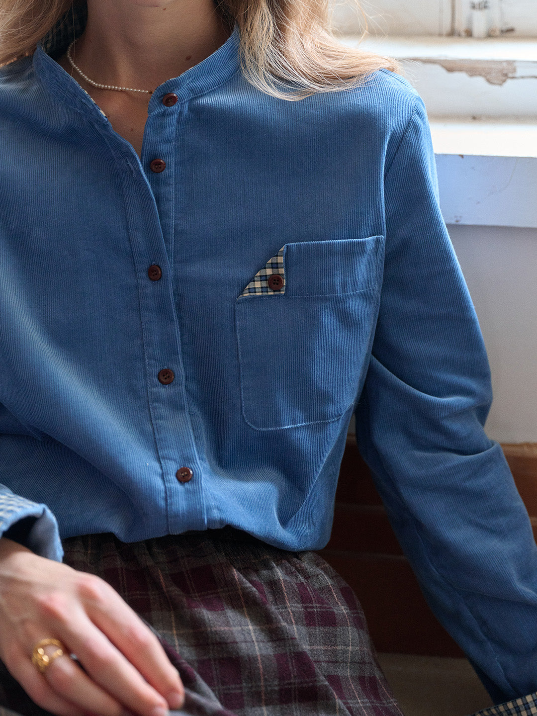 Davina Removable Notch Lapel 100% Cotton Shirt