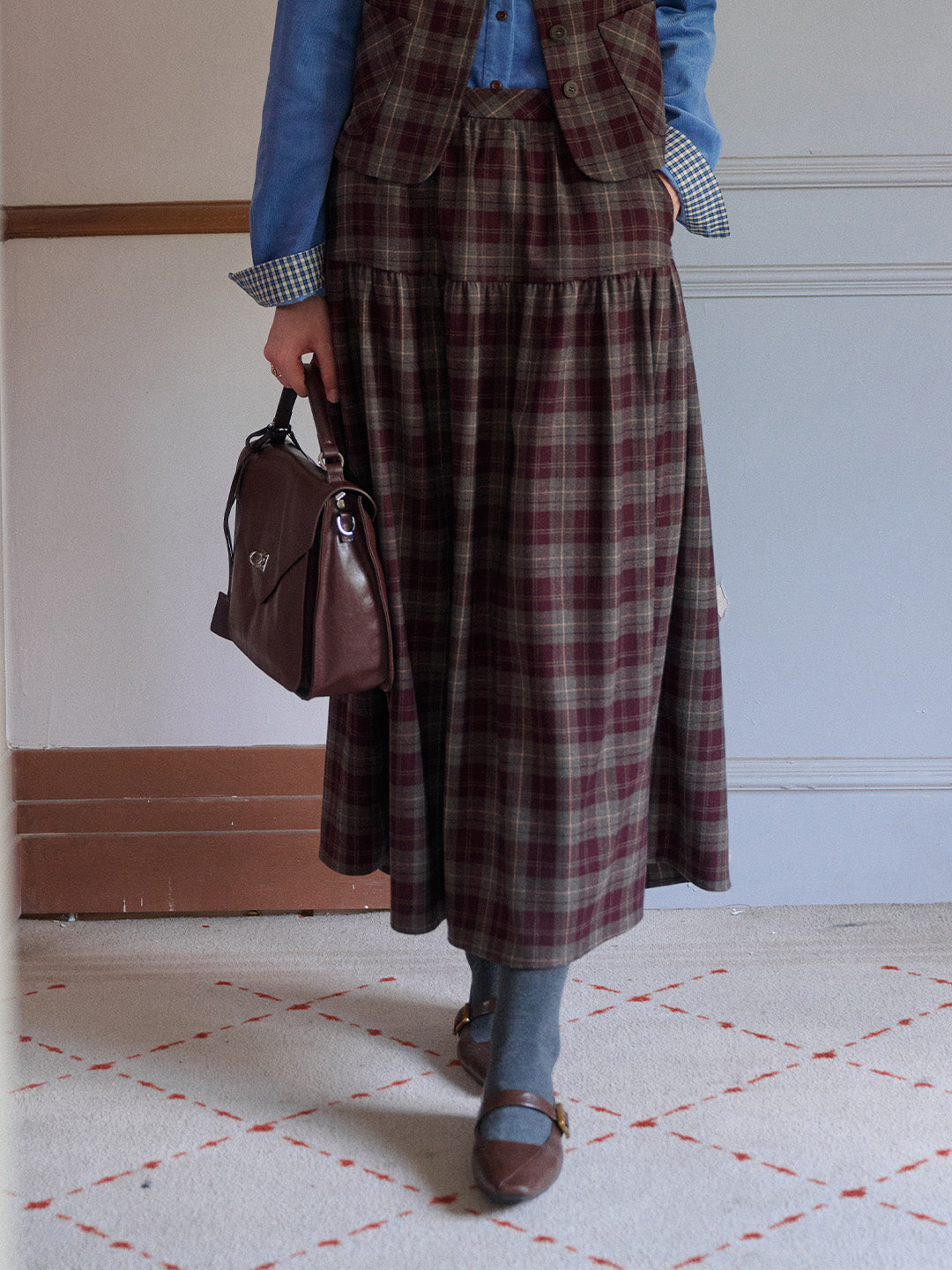 Melina A-Line Plaid Skirt