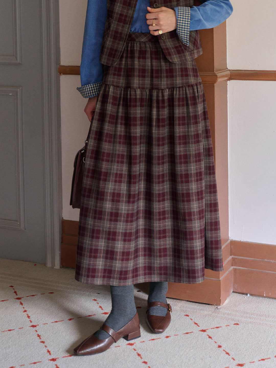 Melina A-Line Plaid Skirt