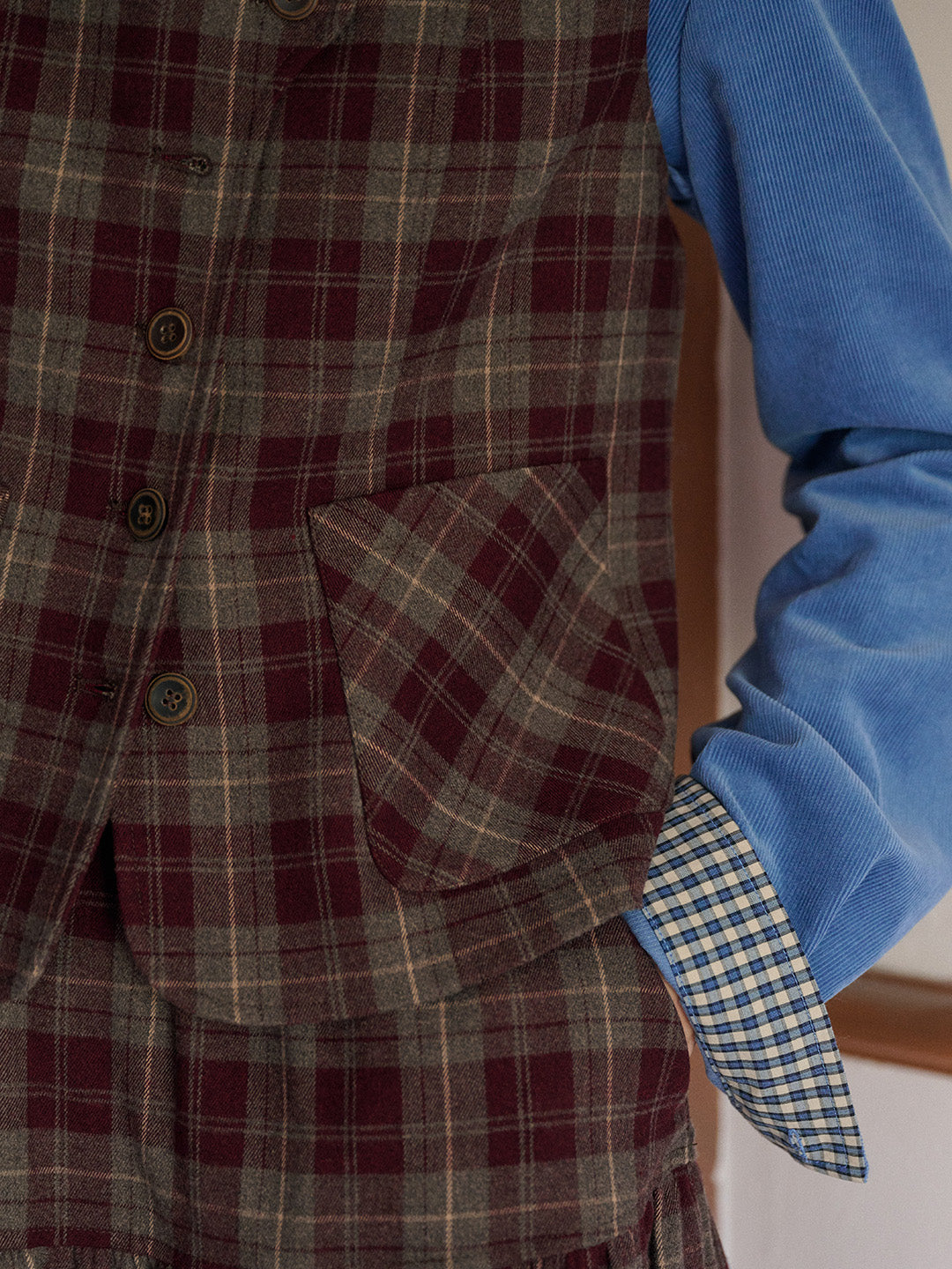 Jenesis Round Neck Plaid Vest