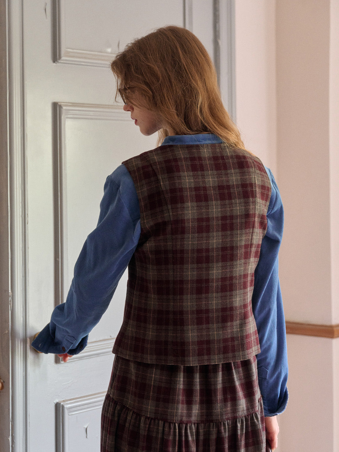 Jenesis Round Neck Plaid Vest