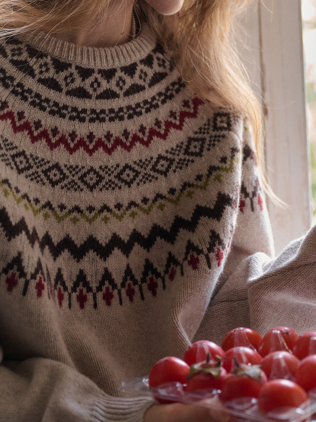 Aliza Round Neck Fair Isle 100% Wool Sweater