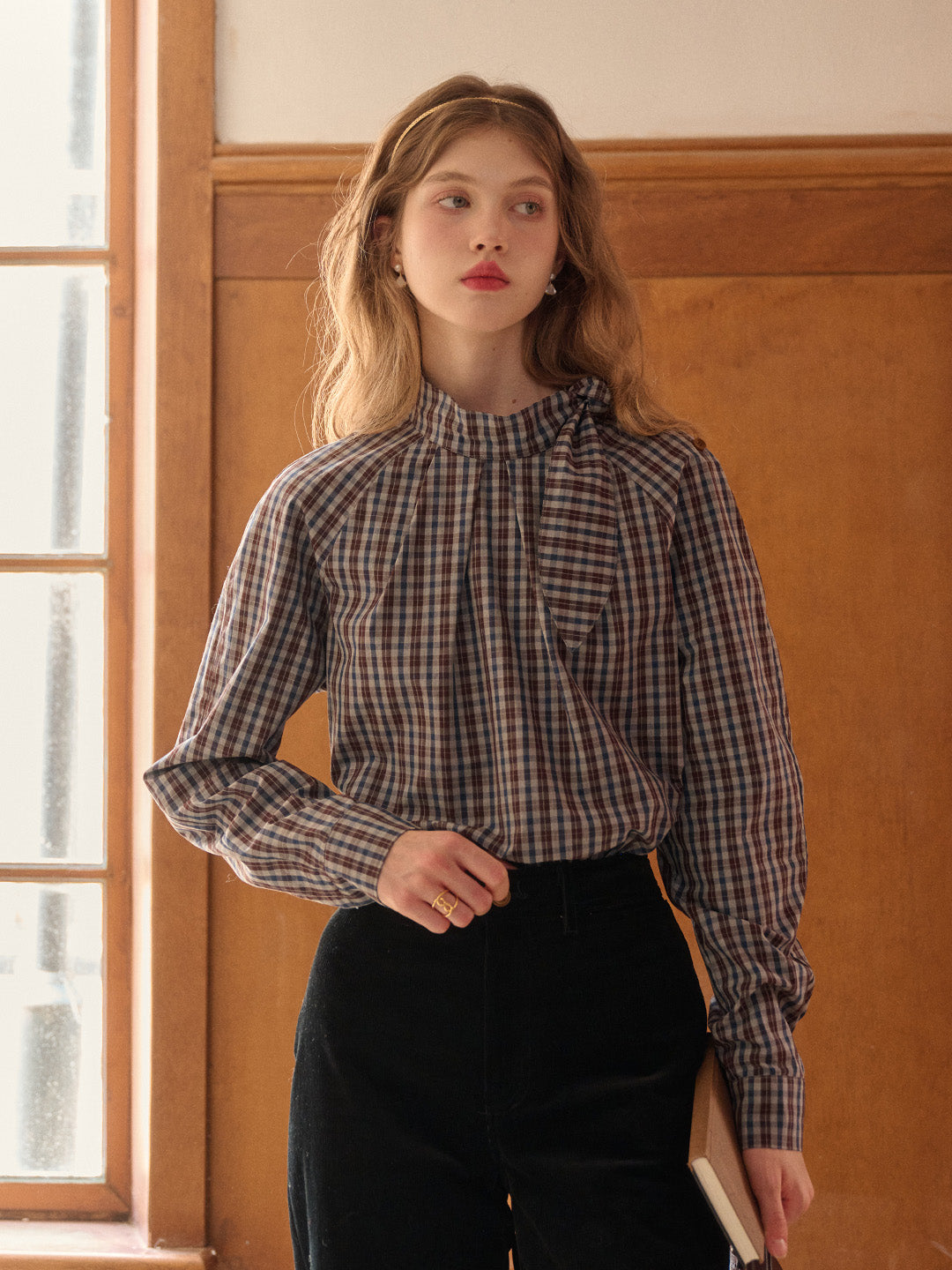 Emberly Stand Collar 100% Cotton Blouse