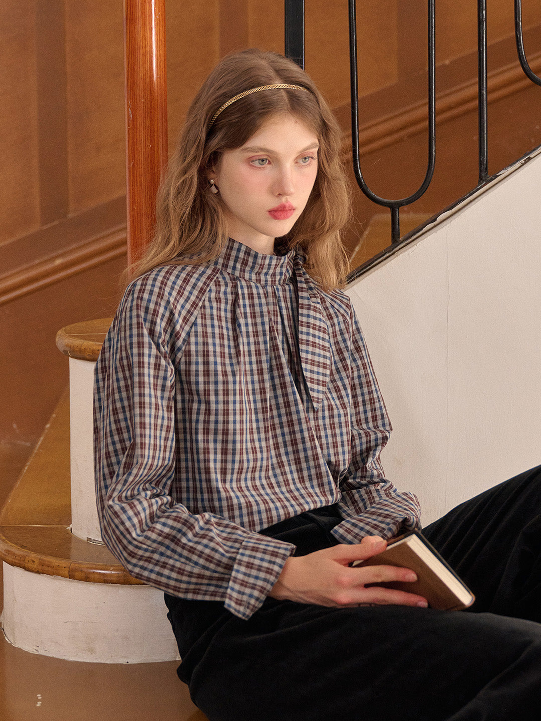 Emberly Stand Collar 100% Cotton Blouse