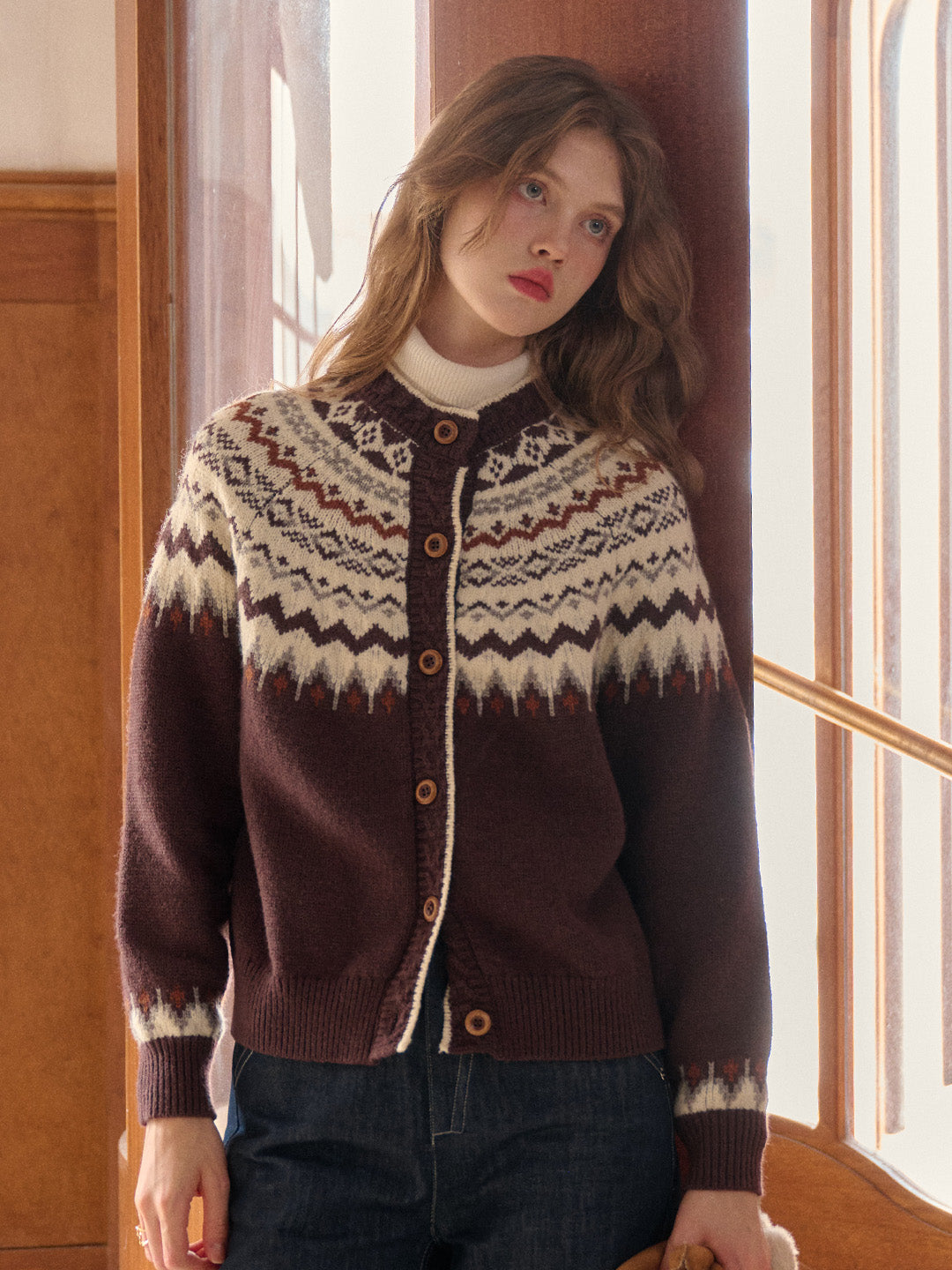 Dylan Round Neck Fair Isle Wool Cardigan