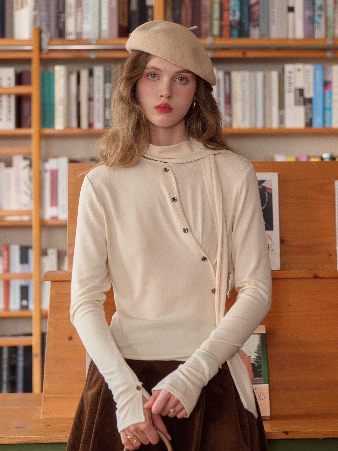 Jaliyah Slanted Placket Knit Top