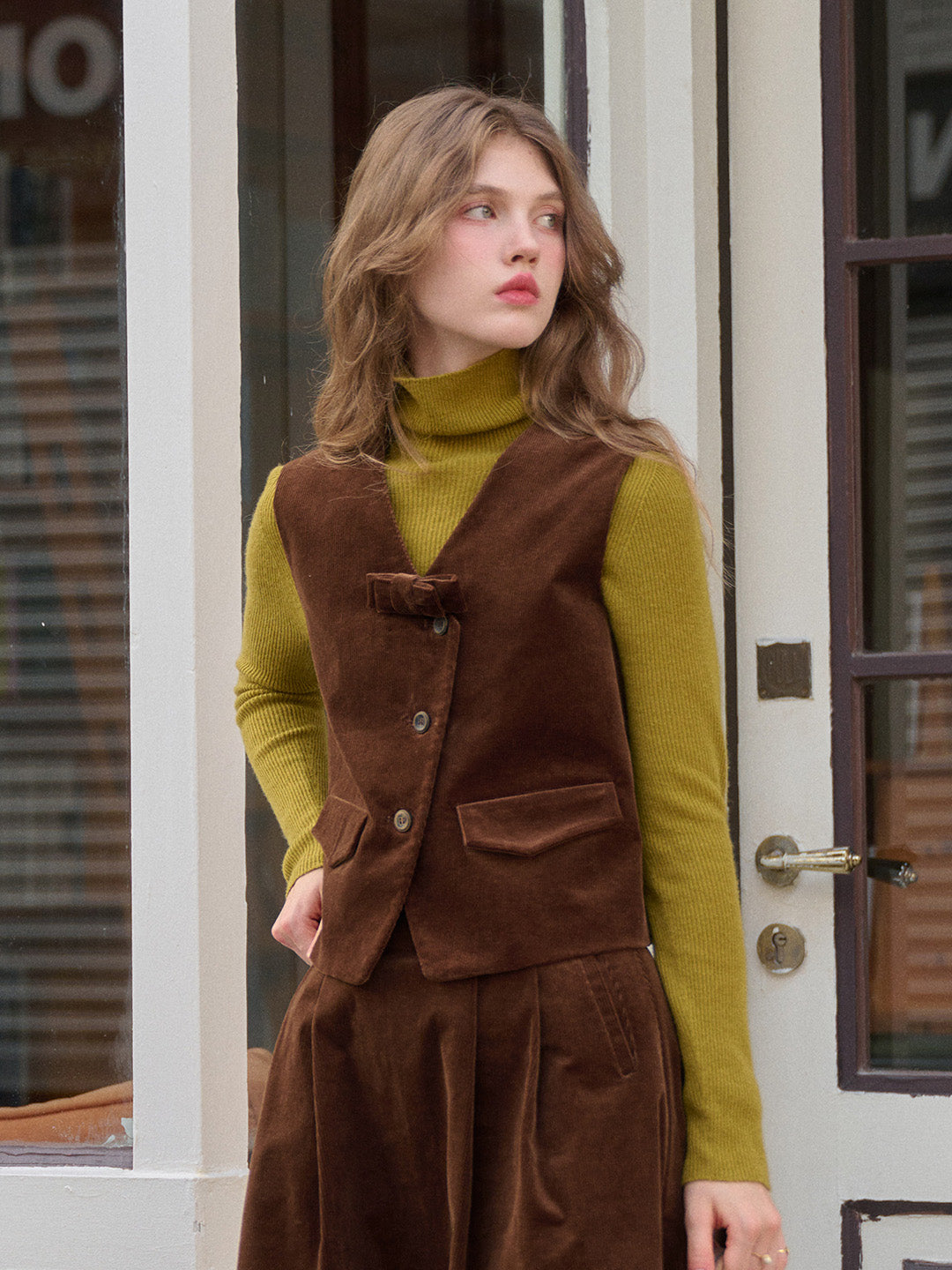 Analia V-Neck Corduroy Vest