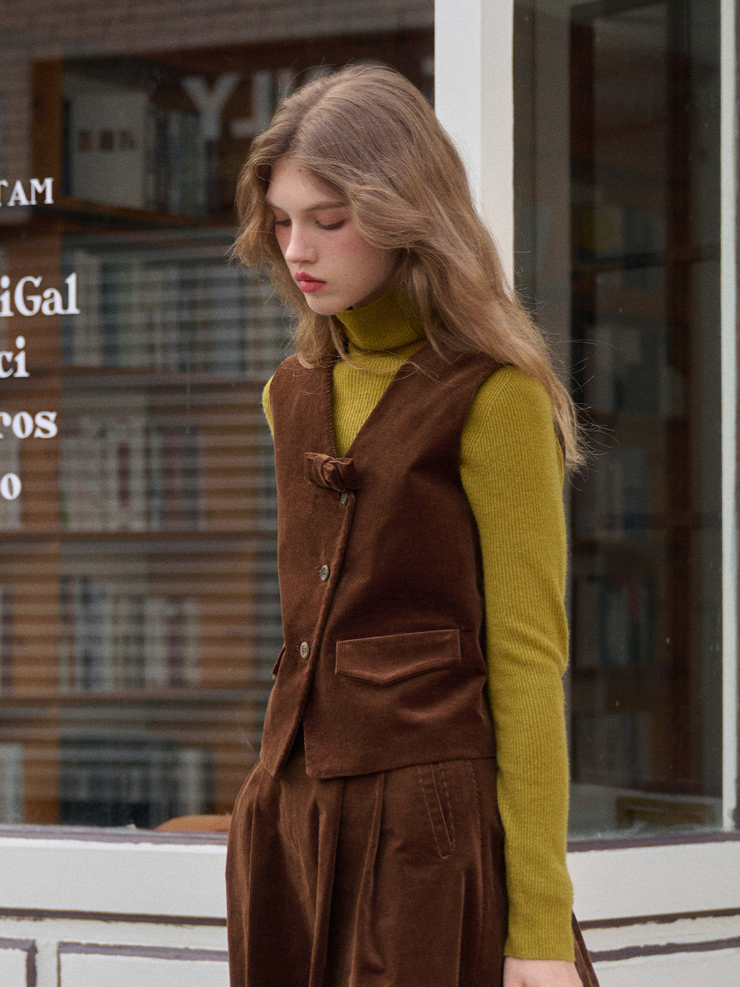 Analia V-Neck Corduroy Vest