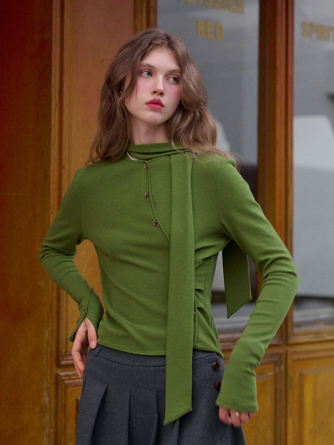 Jaliyah Slanted Placket Knit Top