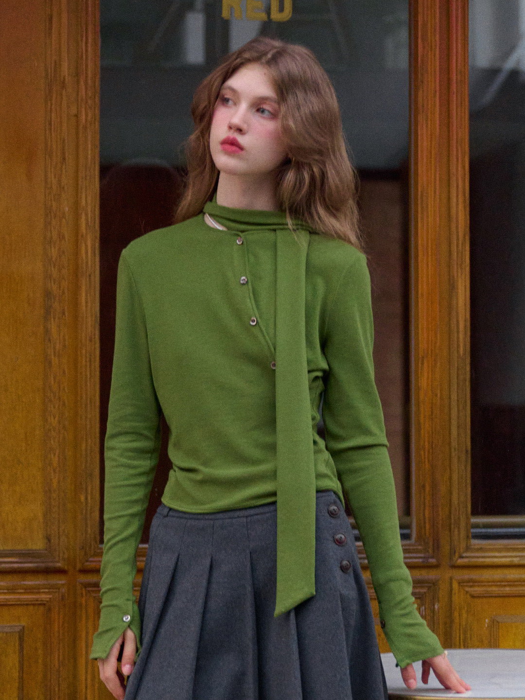 Jaliyah Slanted Placket Knit Top