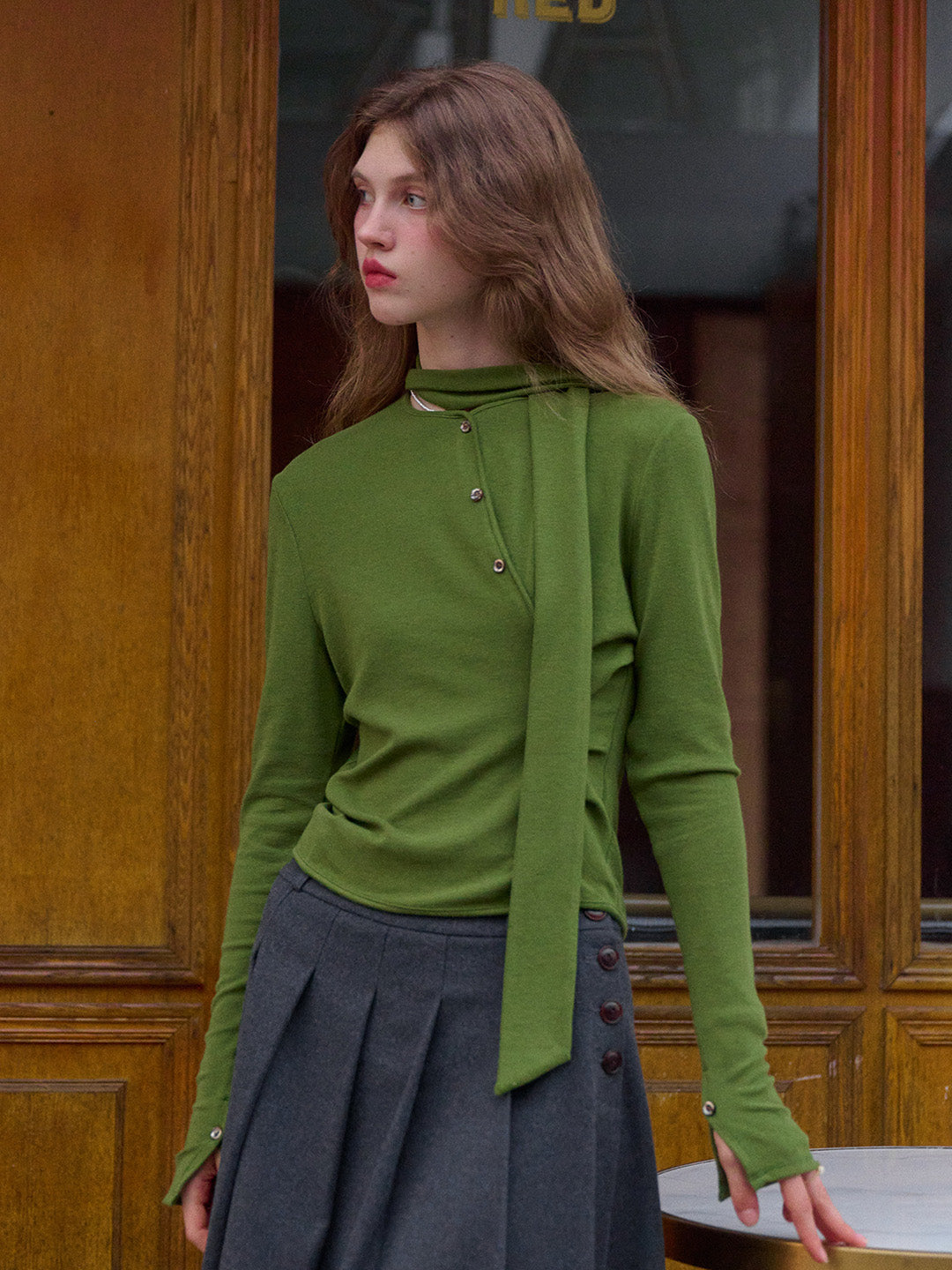 Jaliyah Slanted Placket Knit Top