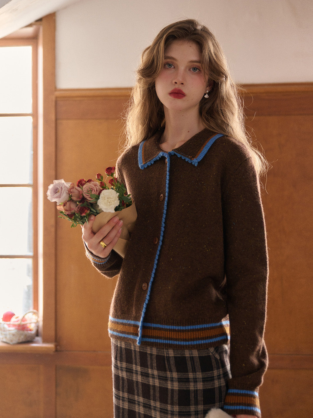 Haley Peter Pan Collar 100% Wool Cardigan
