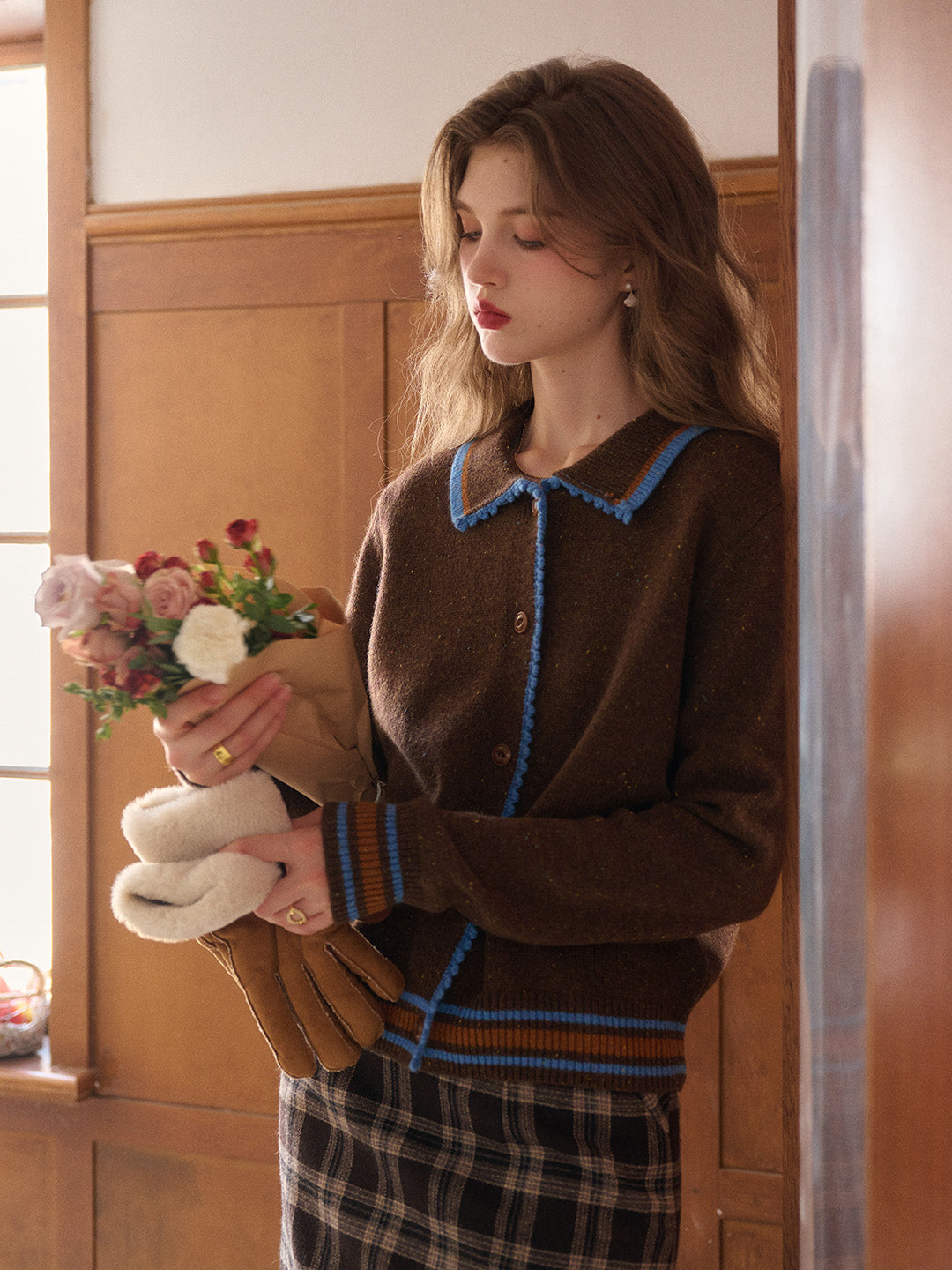Haley Peter Pan Collar 100% Wool Cardigan