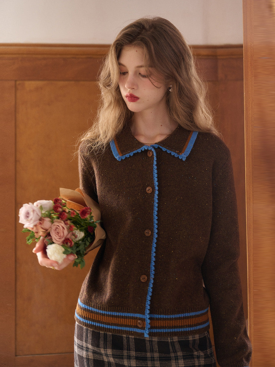 Haley Peter Pan Collar 100% Wool Cardigan