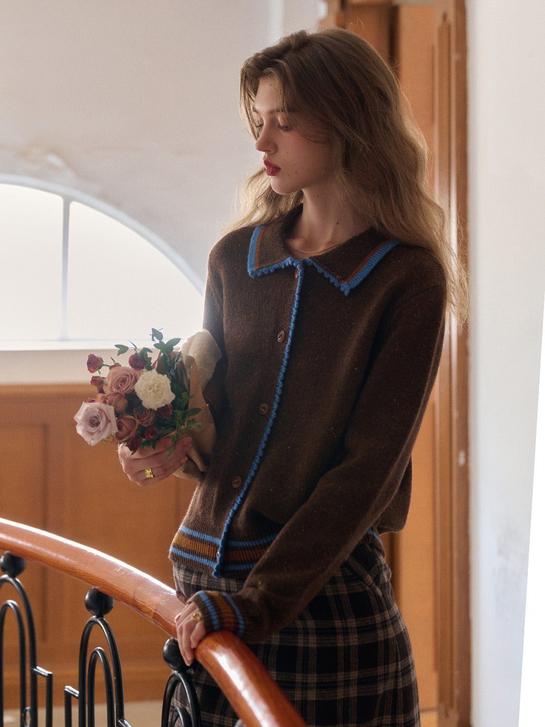 Haley Peter Pan Collar 100% Wool Cardigan