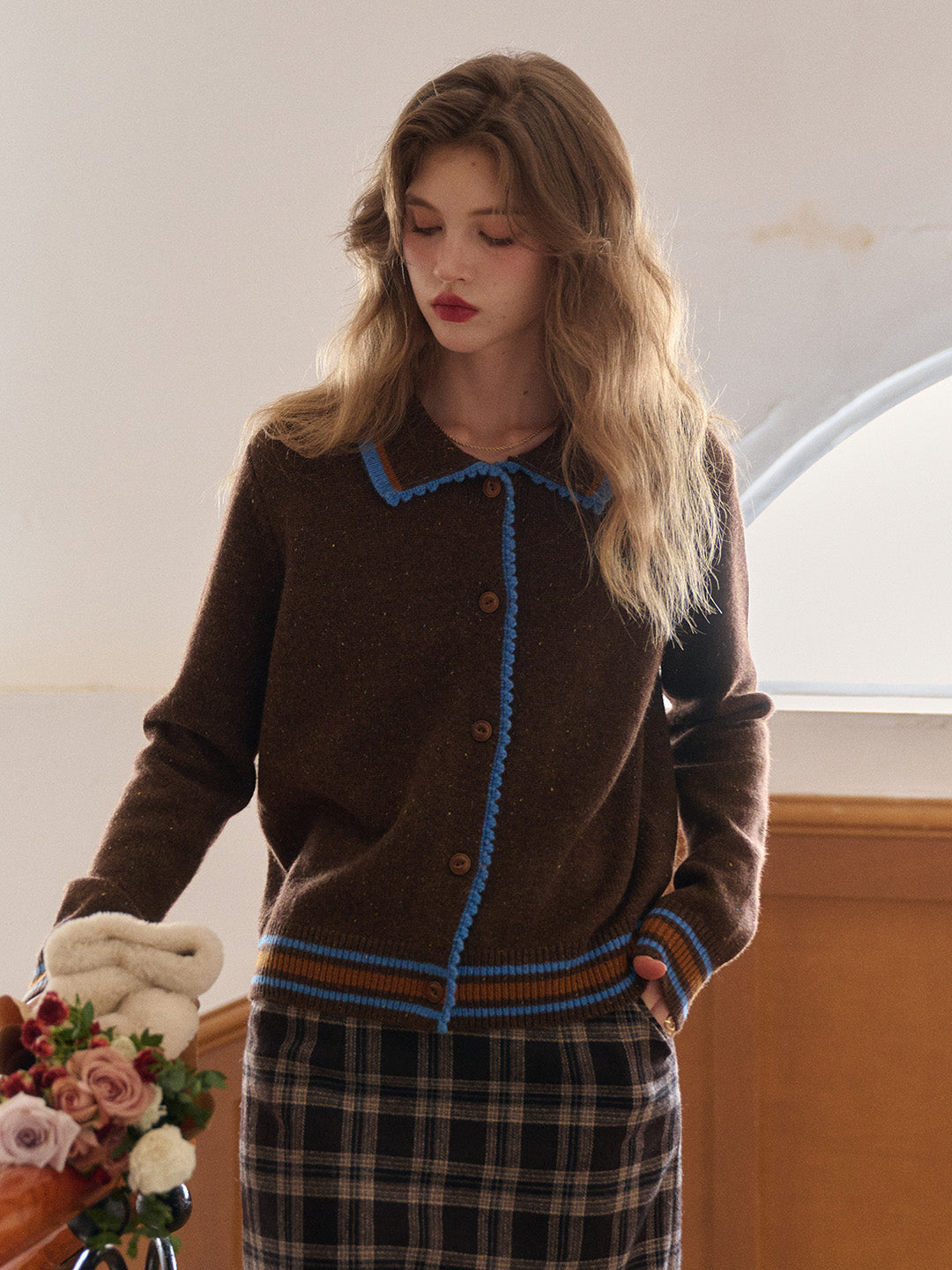 Haley Peter Pan Collar 100% Wool Cardigan