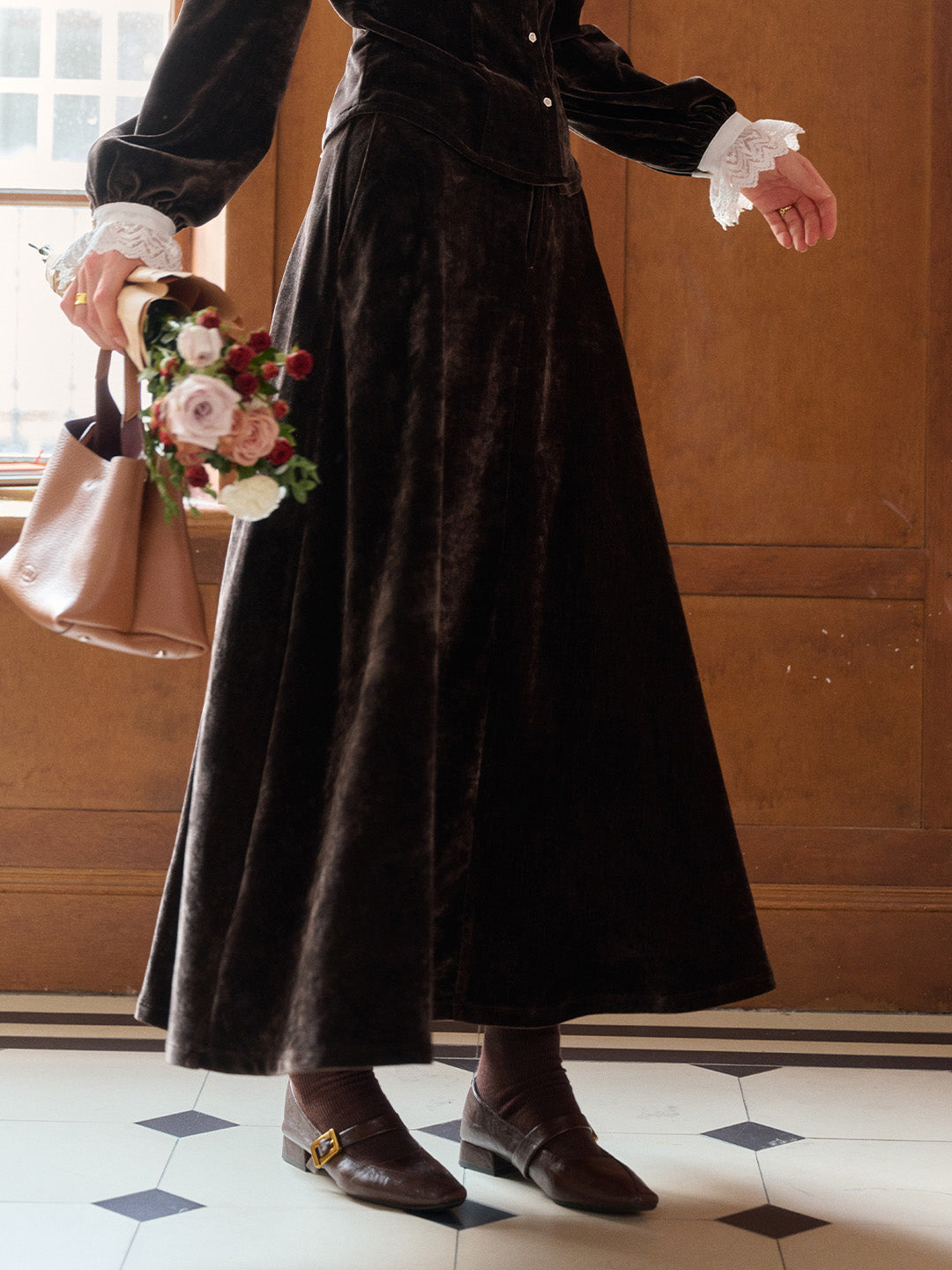 Goldie A-Line Velvet Skirt