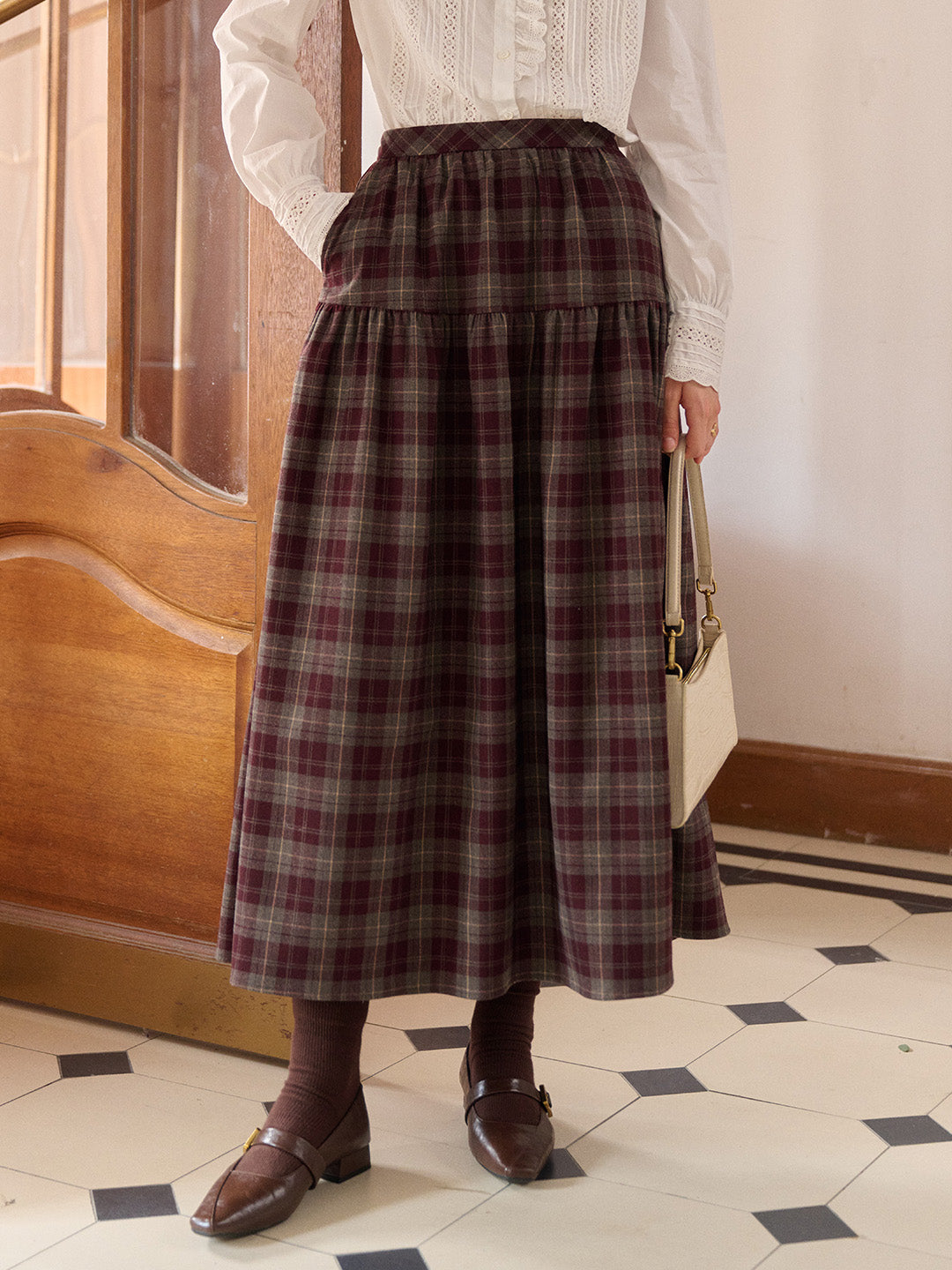 Melina A-Line Plaid Skirt