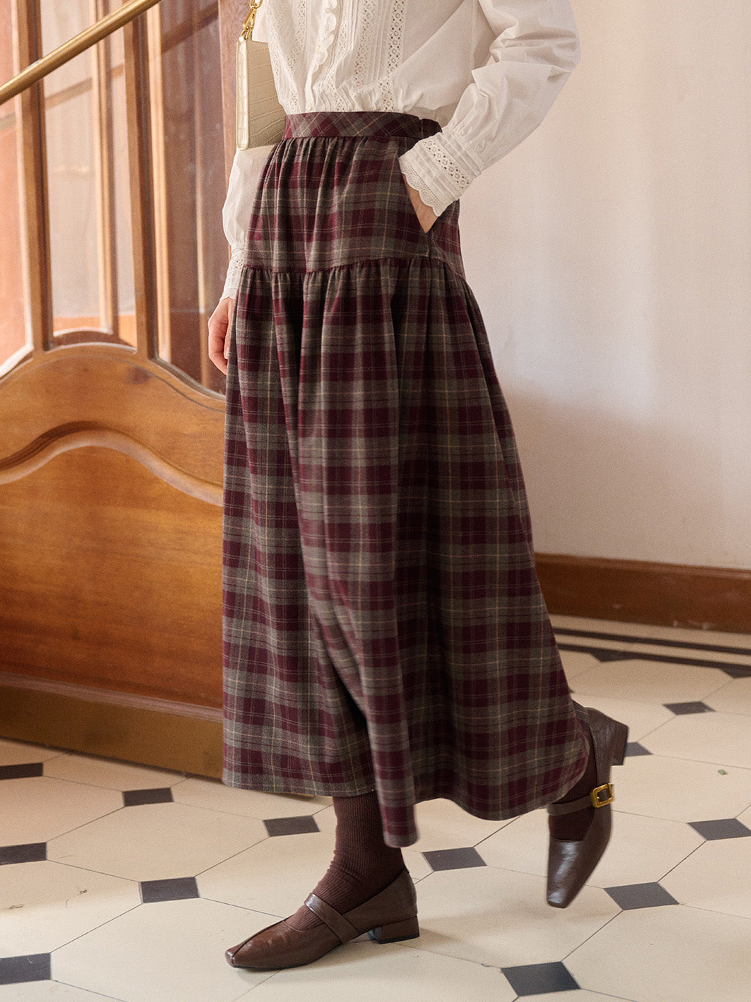Melina A-Line Plaid Skirt