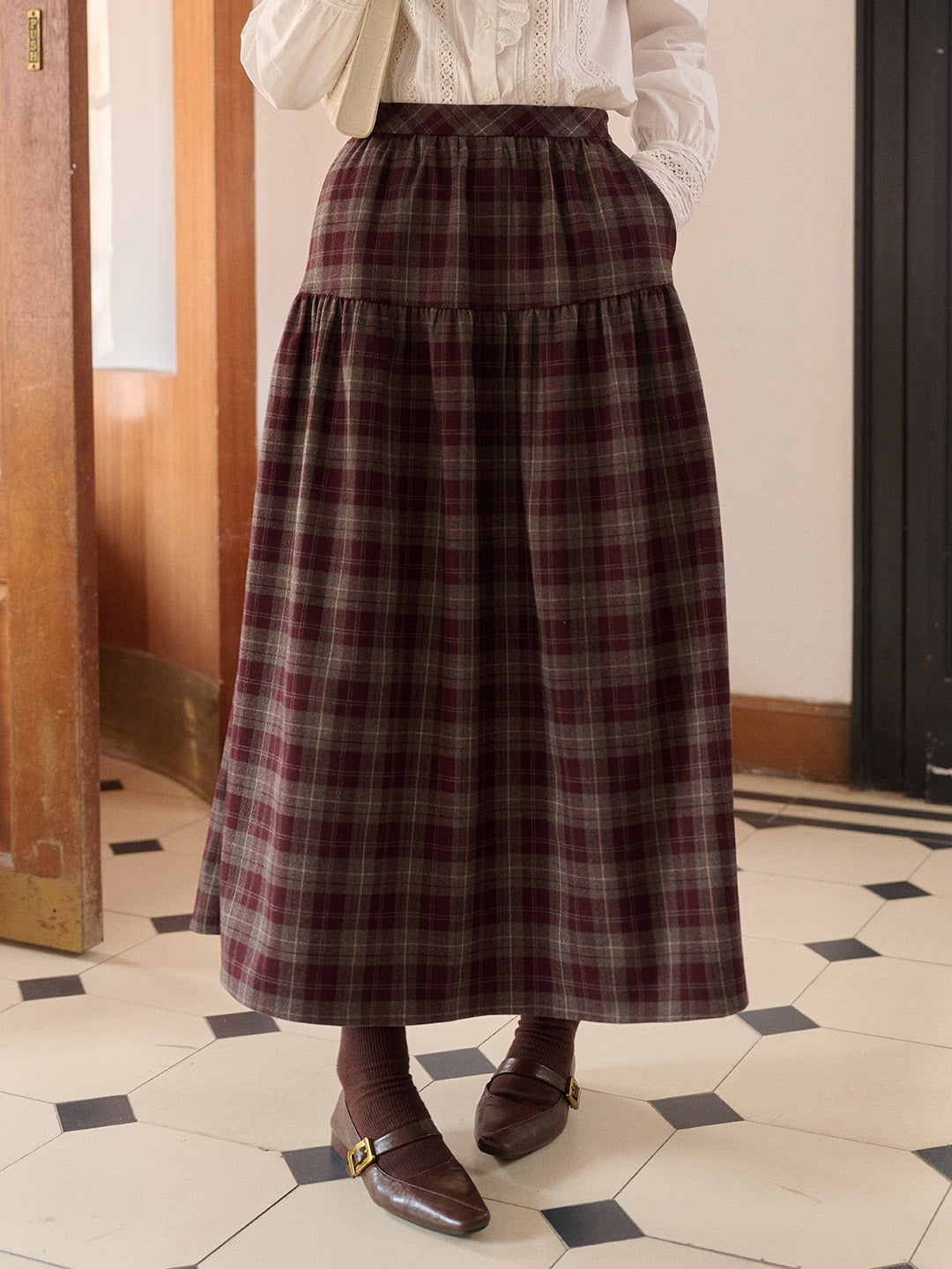 Melina A-Line Plaid Skirt