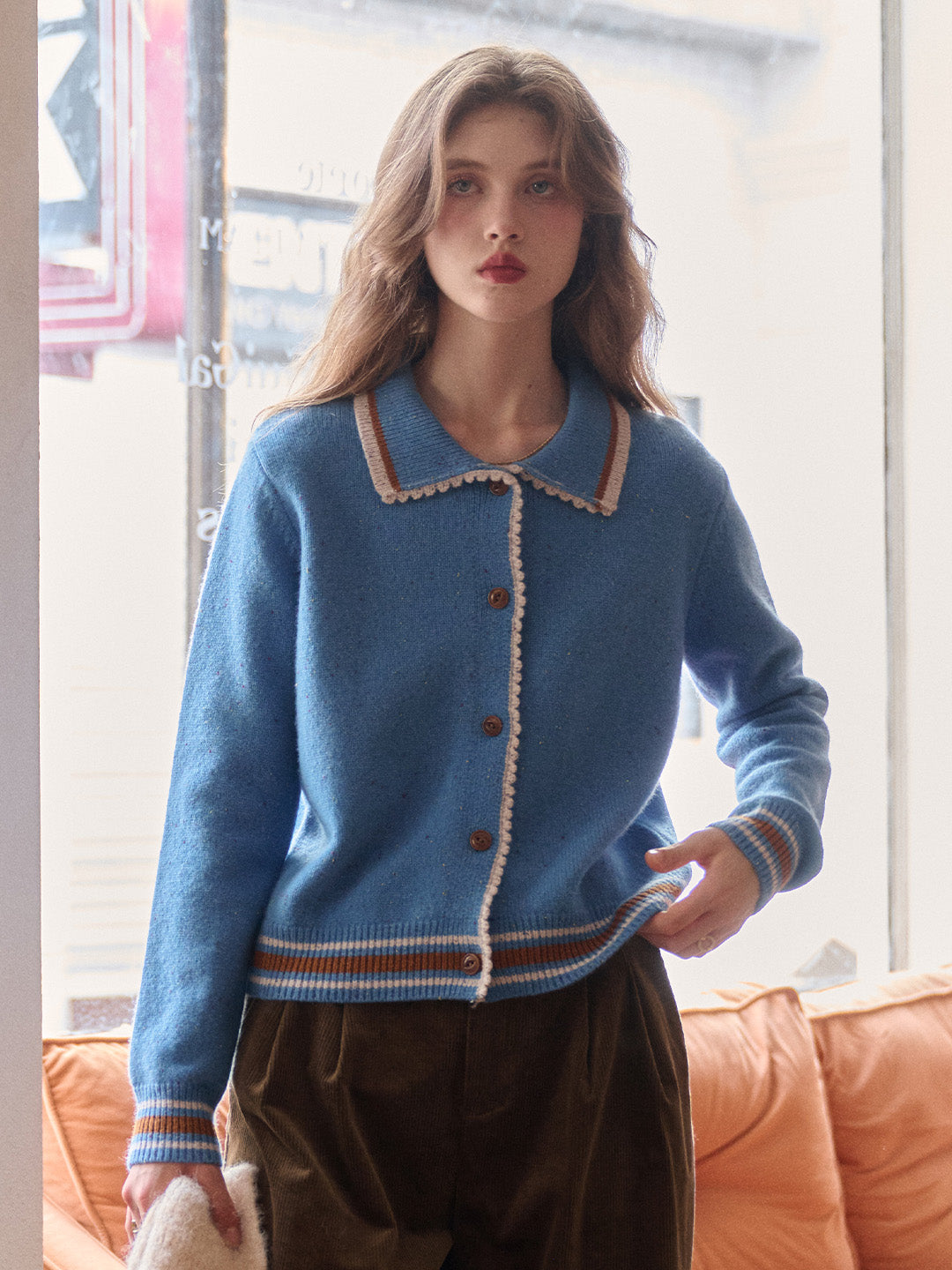 Haley Peter Pan Collar 100% Wool Cardigan
