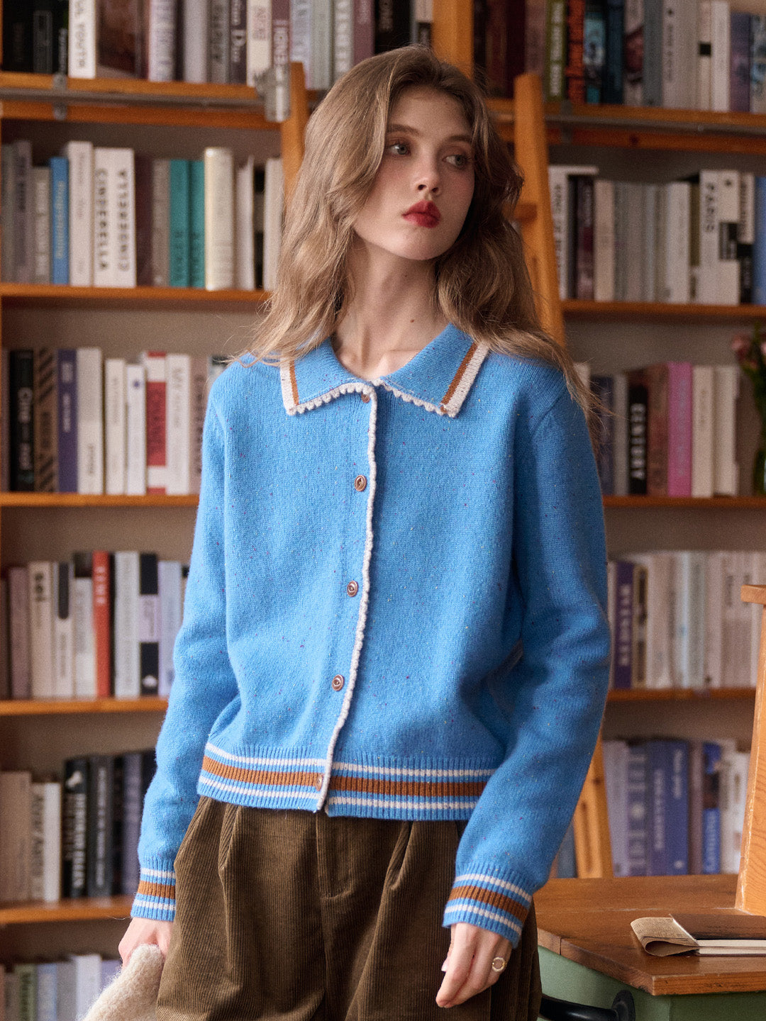 Haley Peter Pan Collar 100% Wool Cardigan