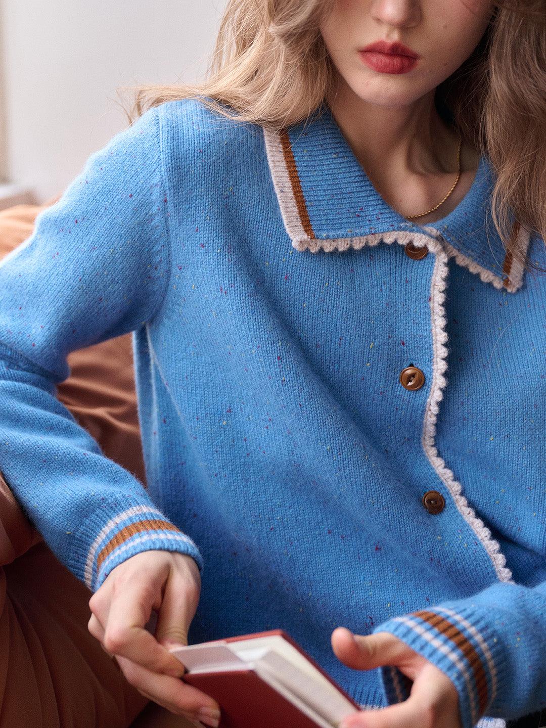 Haley Peter Pan Collar 100% Wool Cardigan