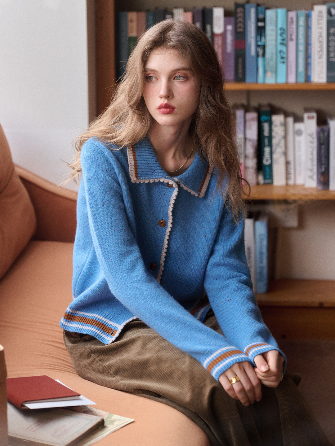 Haley Peter Pan Collar 100% Wool Cardigan