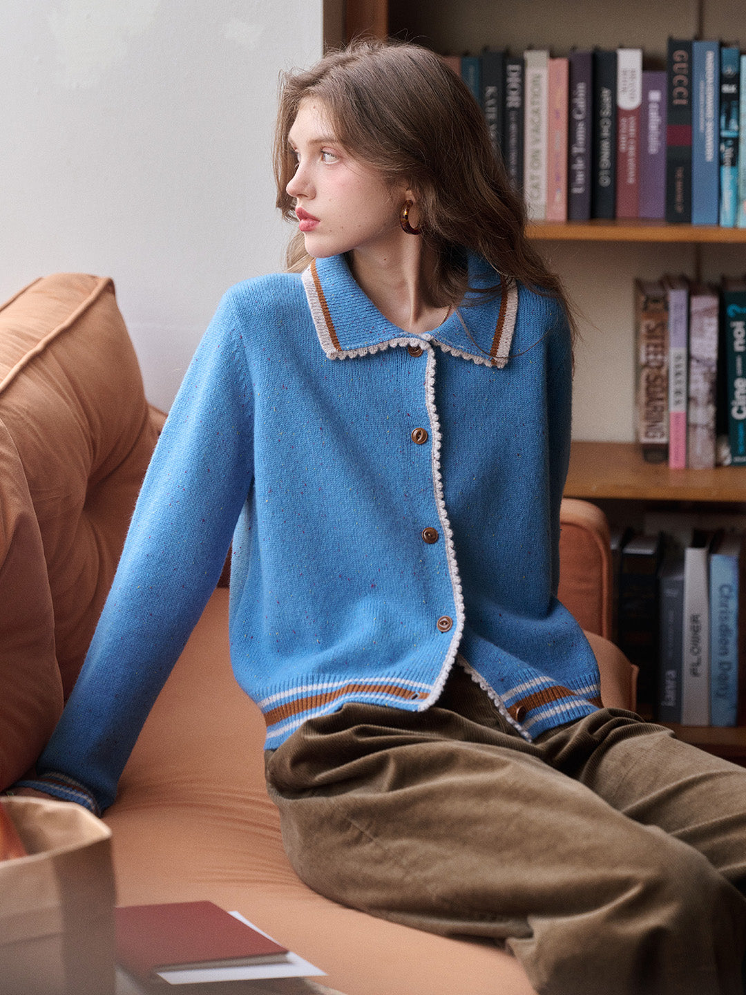 Haley Peter Pan Collar 100% Wool Cardigan