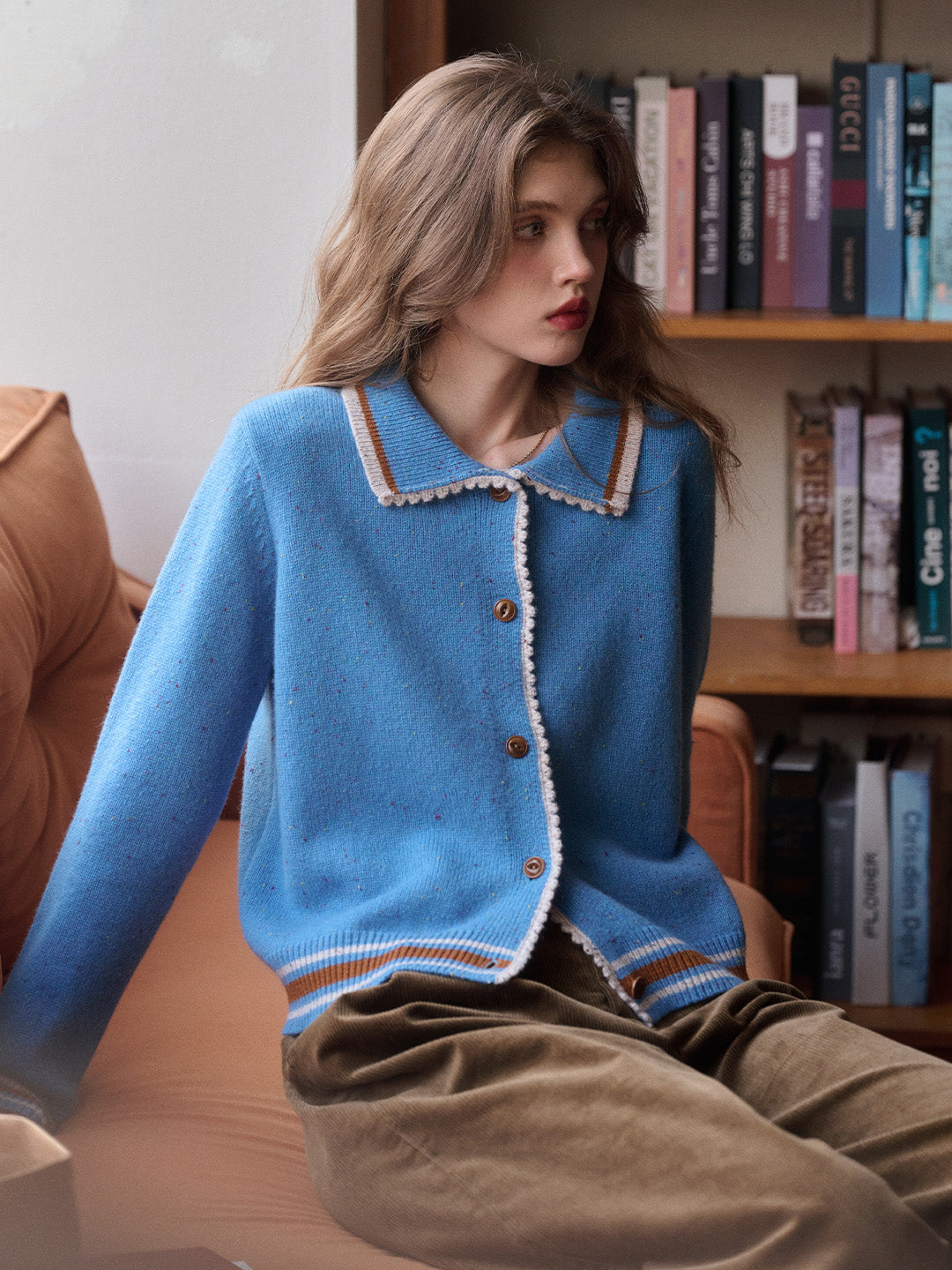 Haley Peter Pan Collar 100% Wool Cardigan