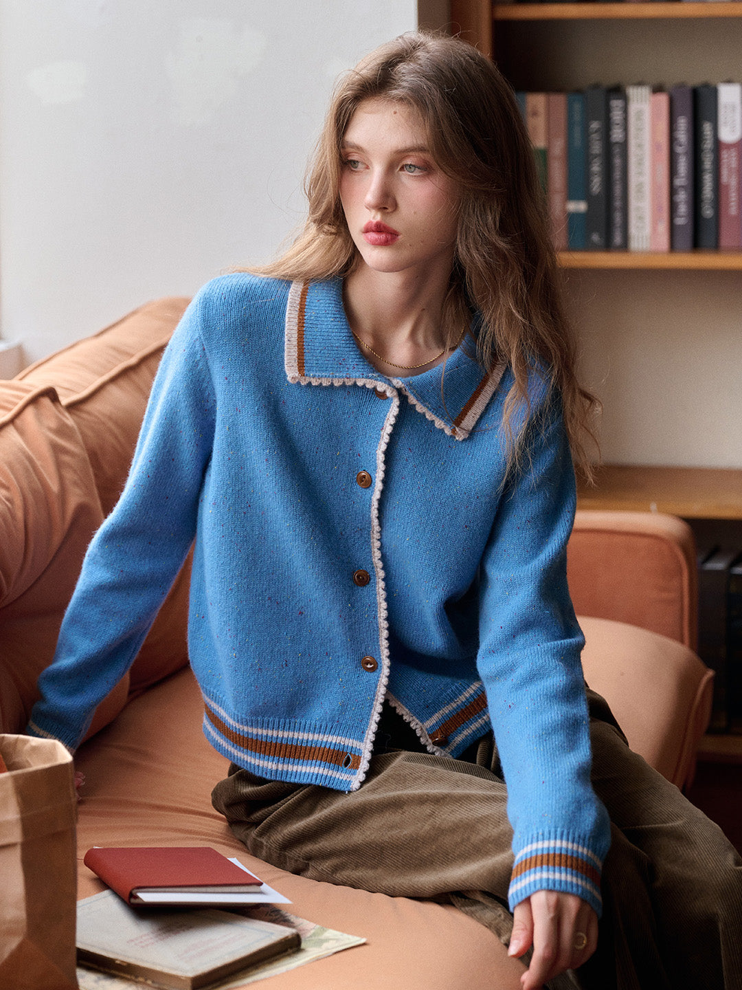 Haley Peter Pan Collar 100% Wool Cardigan
