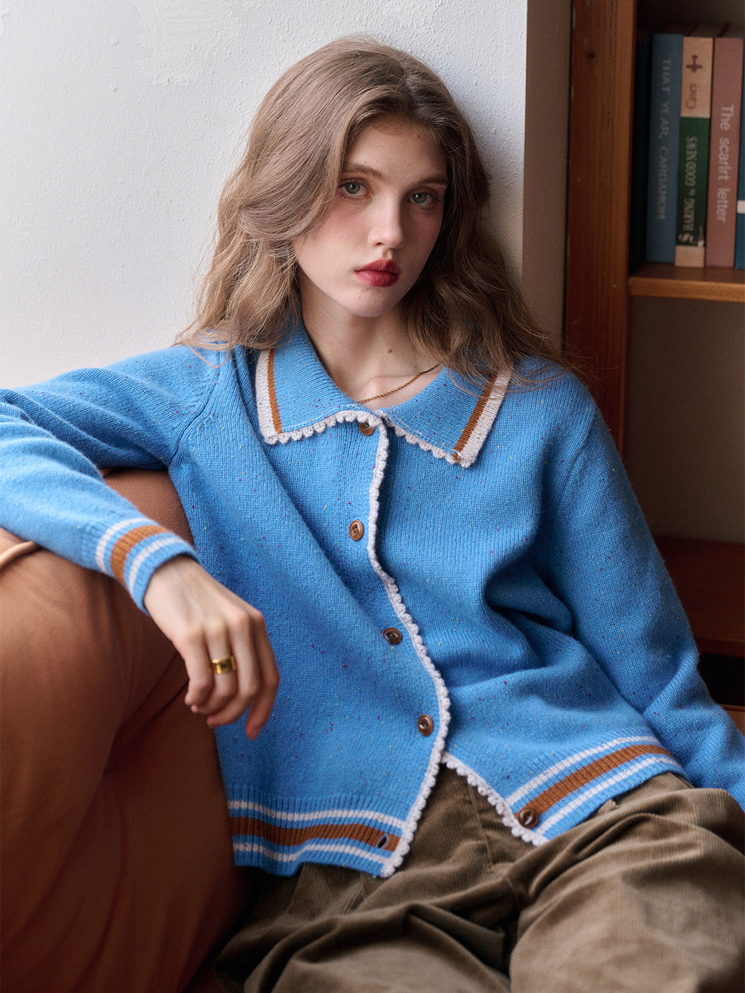 Haley Peter Pan Collar 100% Wool Cardigan