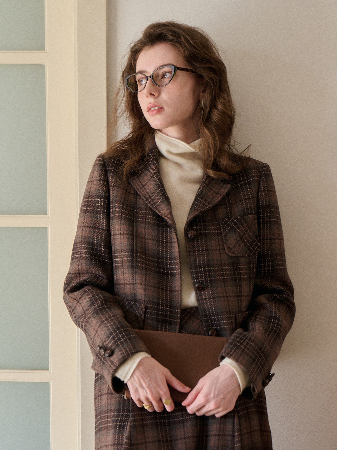 Aleah Notch Lapel Plaid Wool Jacket