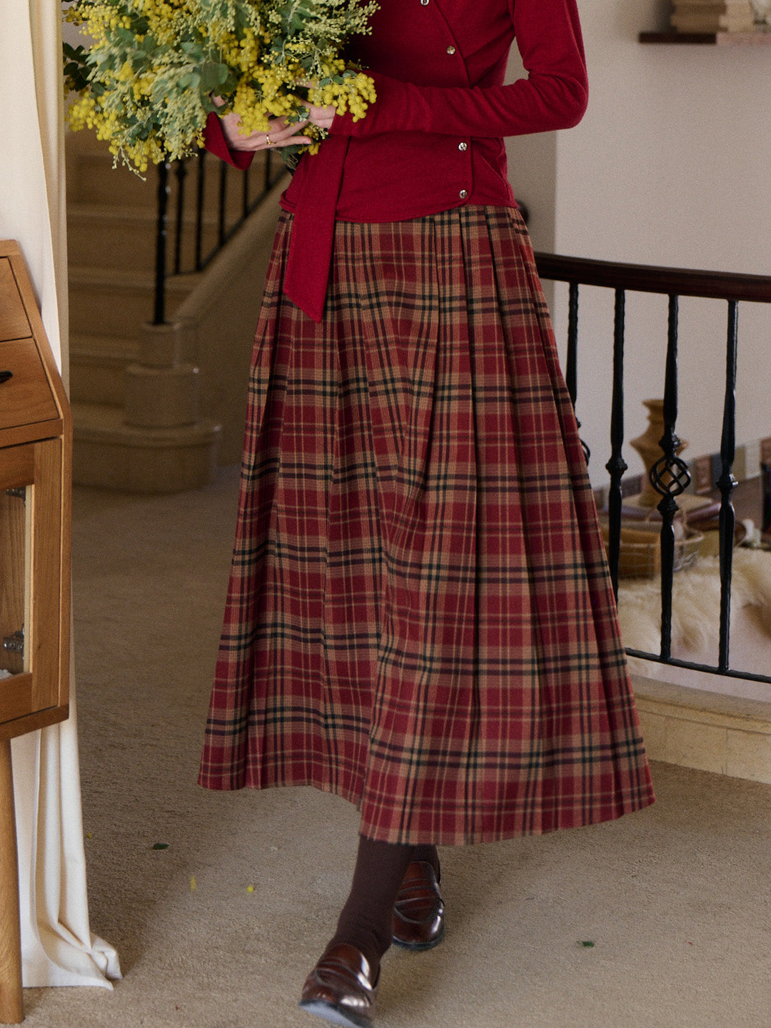 Georgina A-Line Plaid Skirt