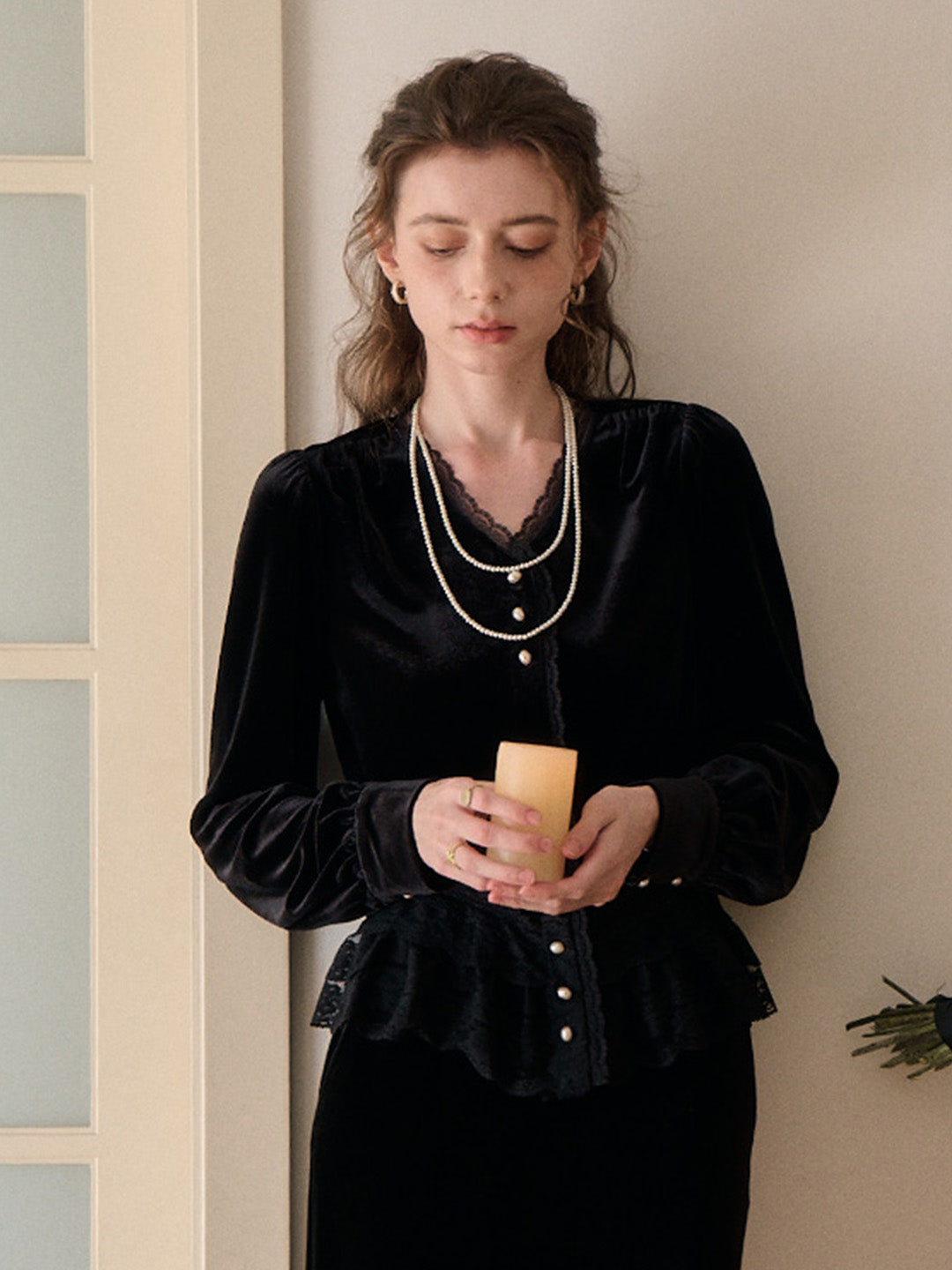 Theodora V-Neck Hollow Blouse