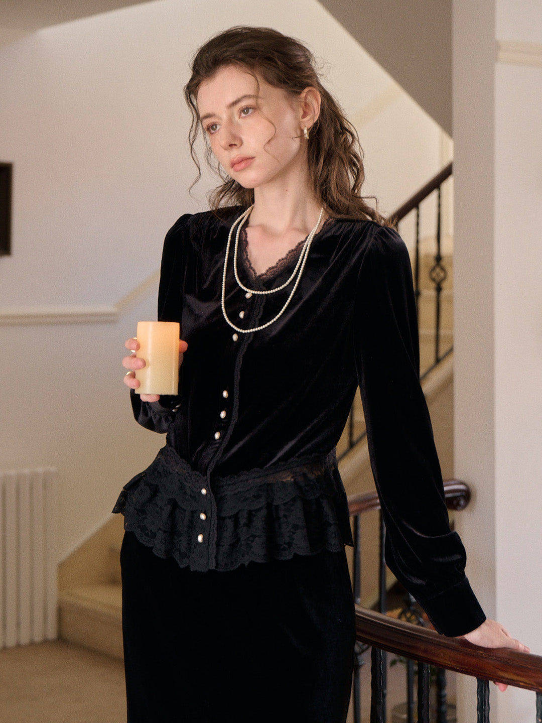 Theodora V-Neck Hollow Blouse