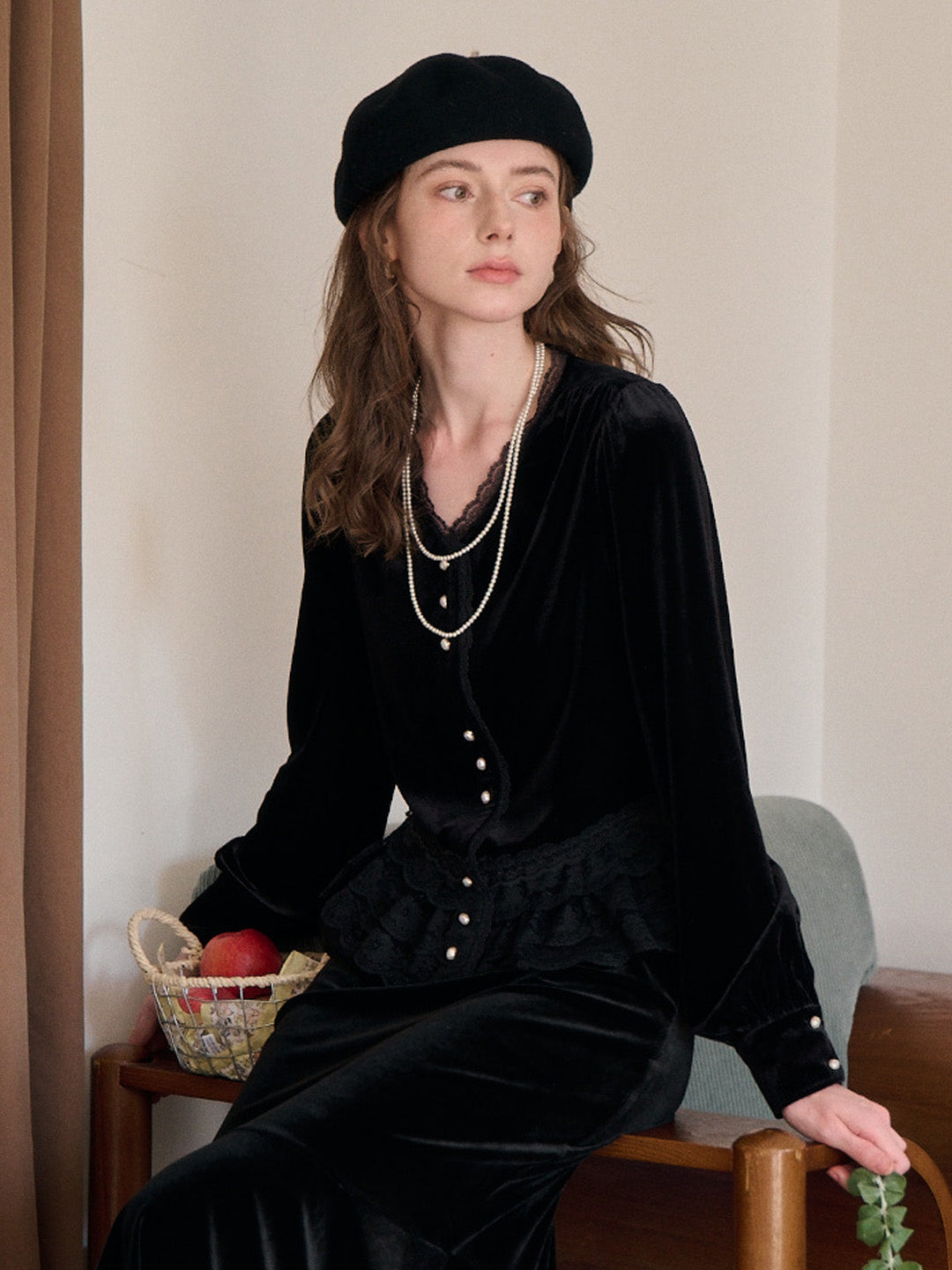 Theodora V-Neck Hollow Blouse