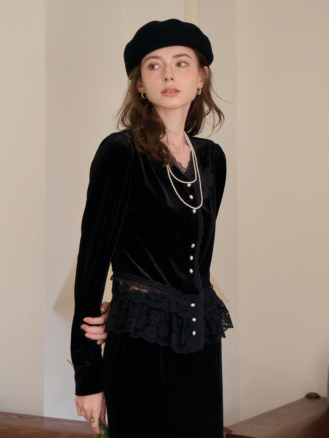 Theodora V-Neck Hollow Blouse