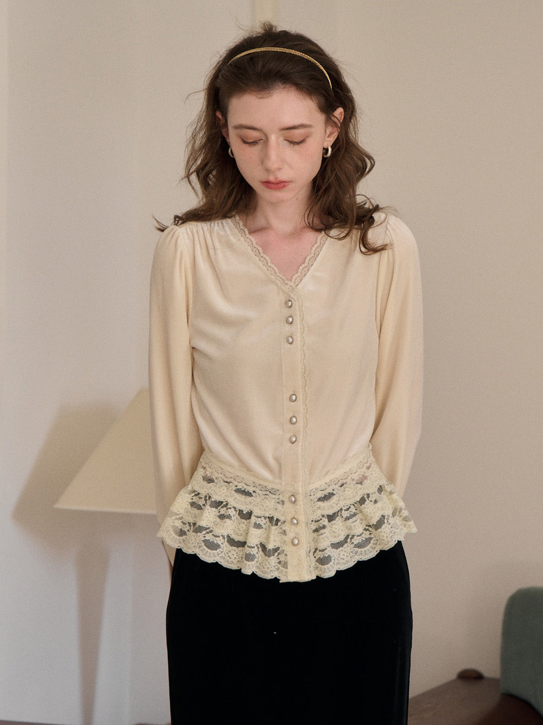 Theodora V-Neck Hollow Blouse