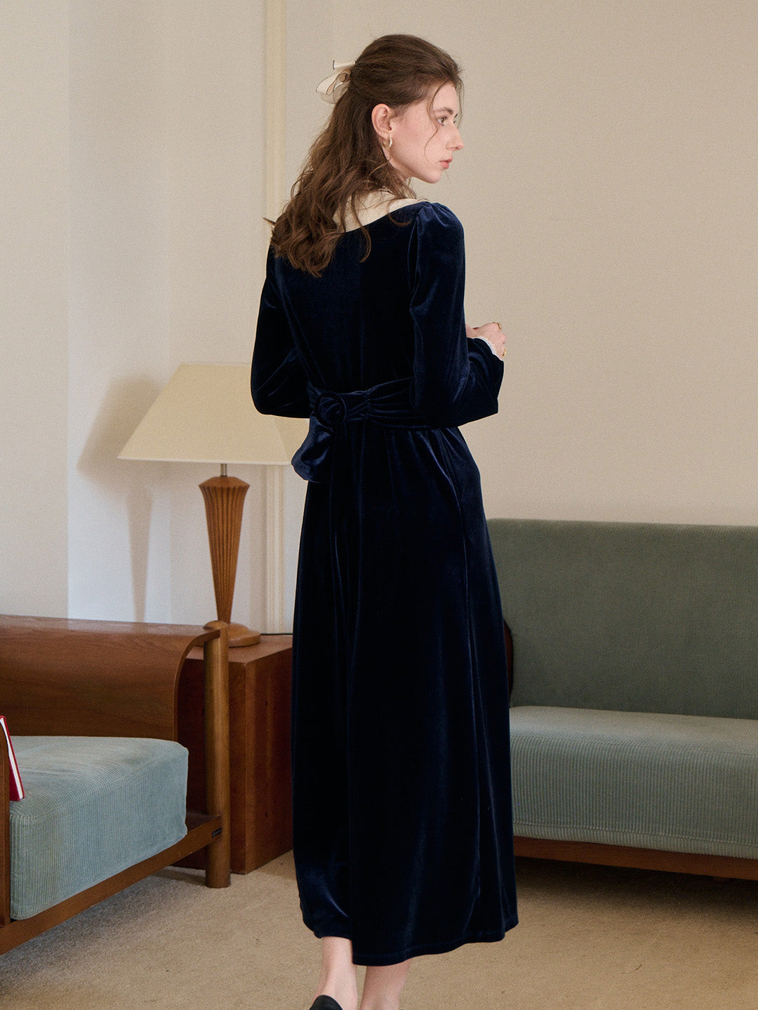 Aila V-Neck Velvet Dress