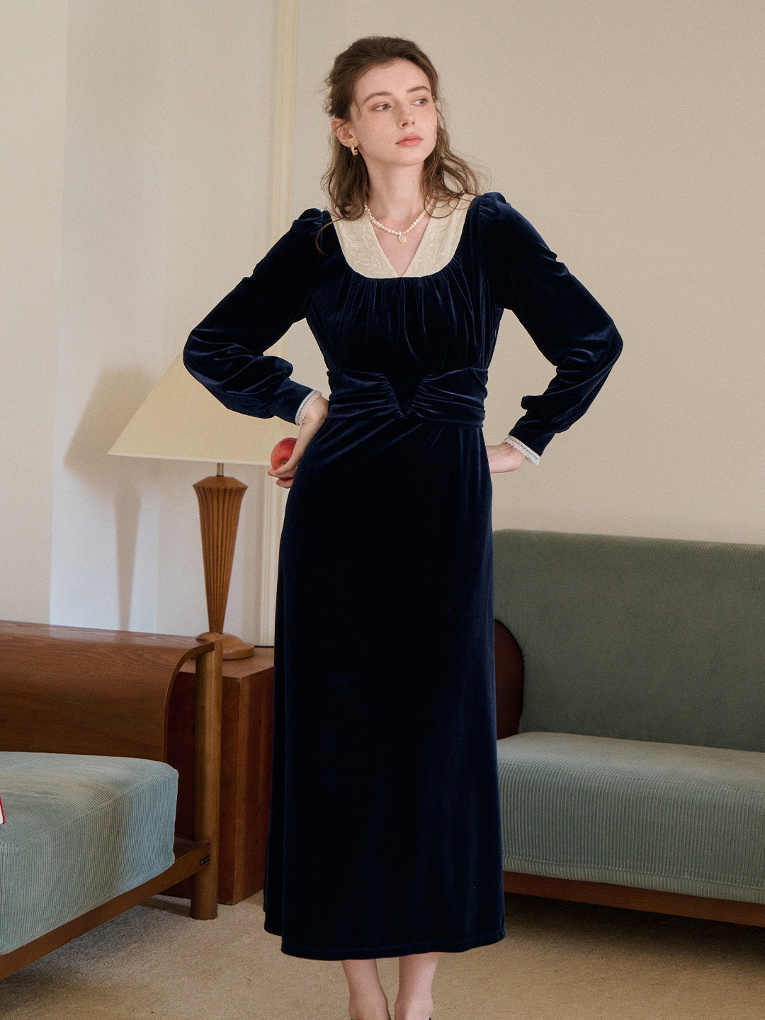 Aila V-Neck Velvet Dress
