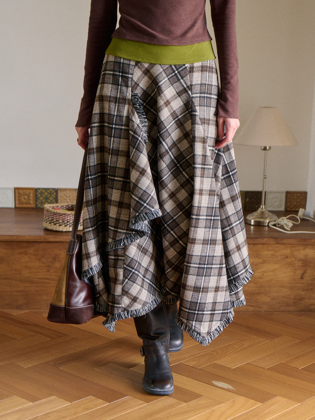 Whitley Plaid Wool Skirt