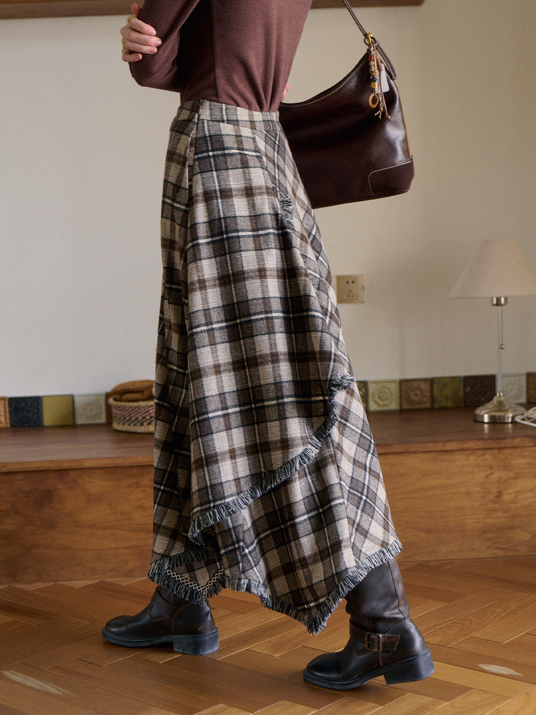 Whitley Plaid Wool Skirt