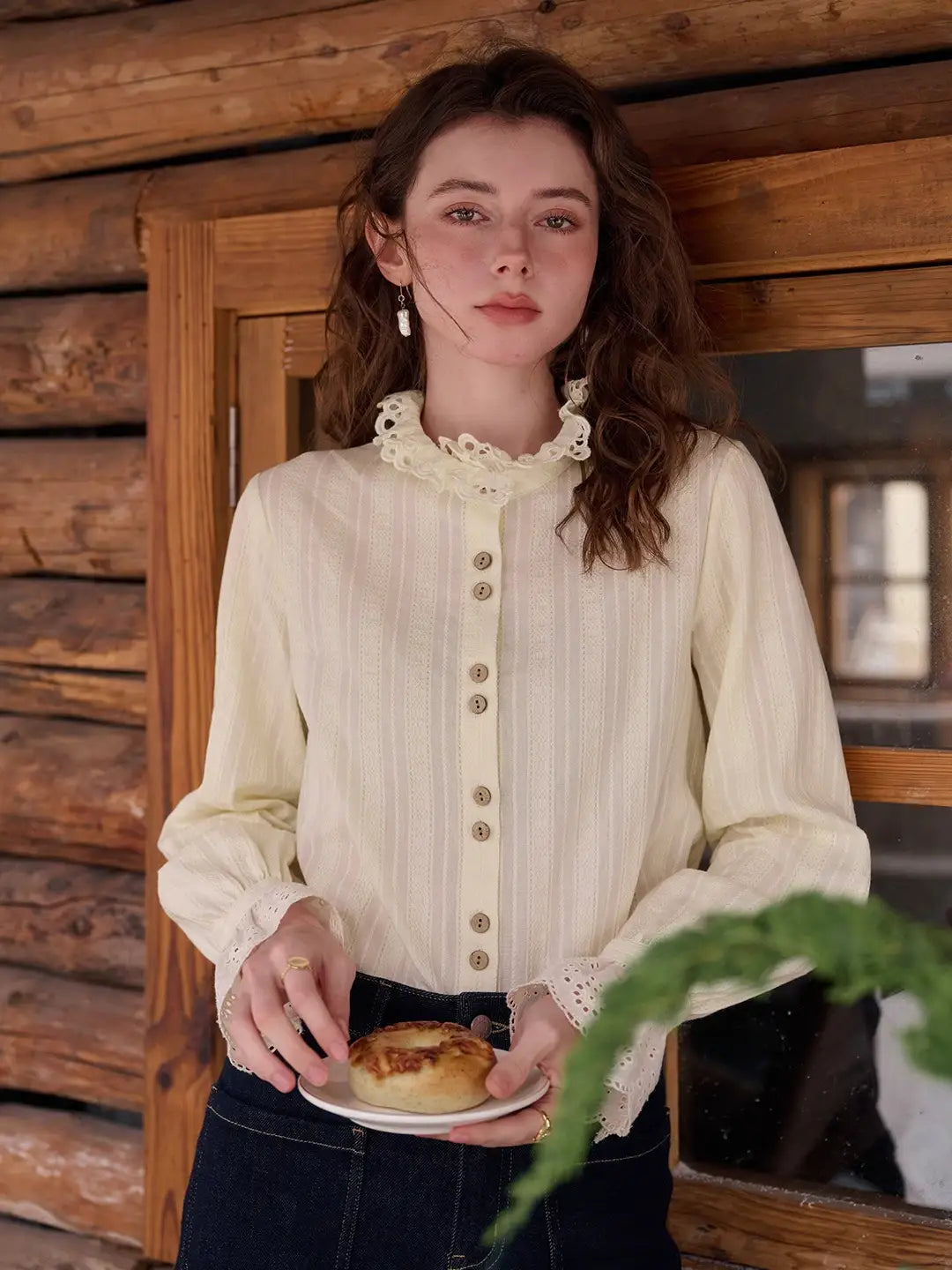 Kaiya Ruffle Collar 100% Cotton Blouse