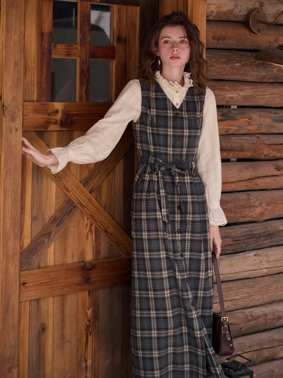 Azaria V-Neck Plaid Dress