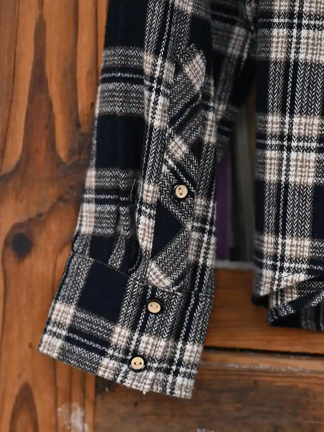 Samira Slanted Placket Plaid Cotton Blouse