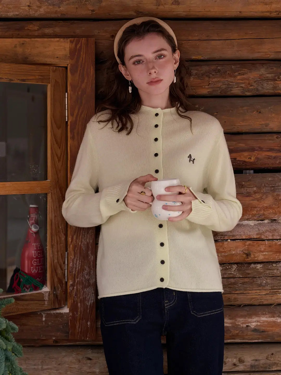 Araceli Round Neck 100% Wool Cardigan