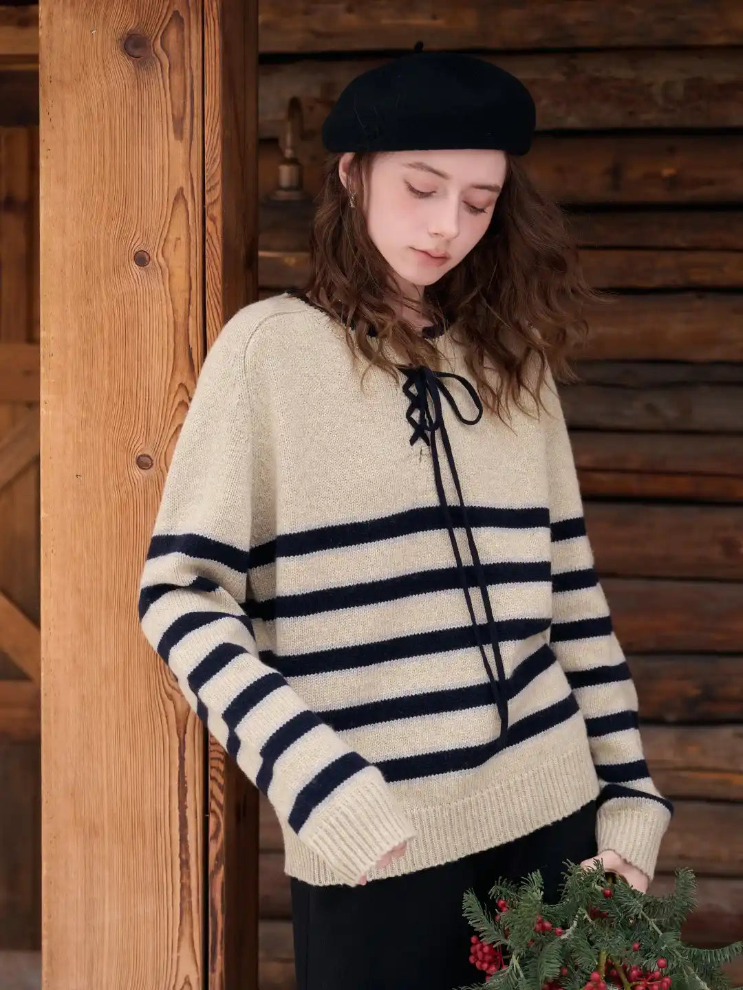 Emberlynn Round Neck Stripe Sweater