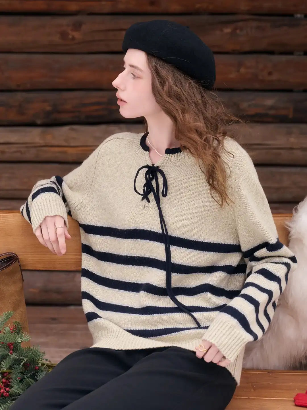 Emberlynn Round Neck Stripe Sweater